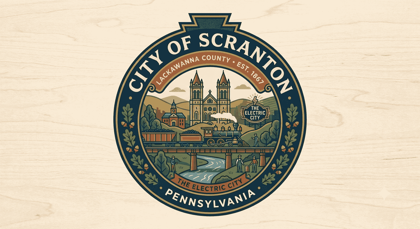 Illustrated crest of Scranton, Pennsylvania
